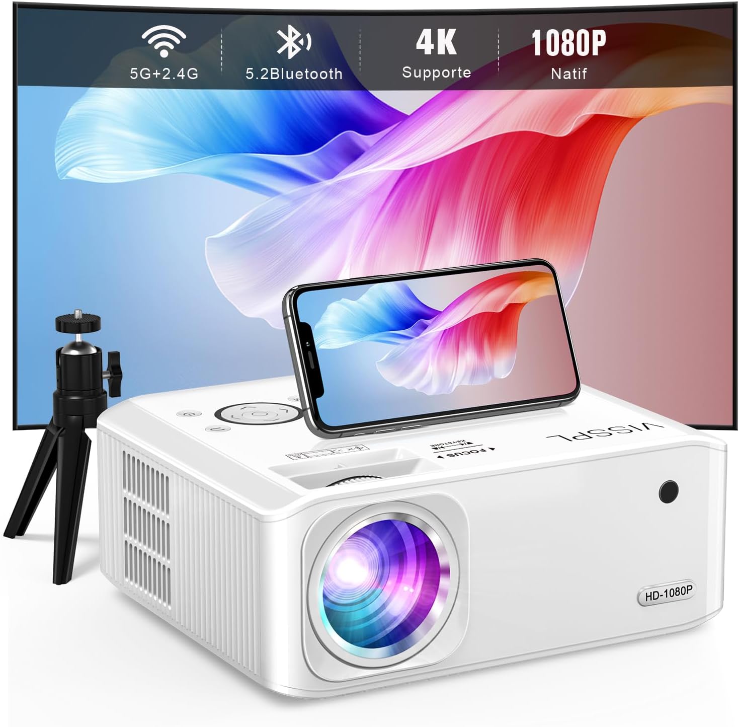 BIGVIEW Proyector 4k Portátil, Proyector 1080p Full HD Soporte 8K - Con