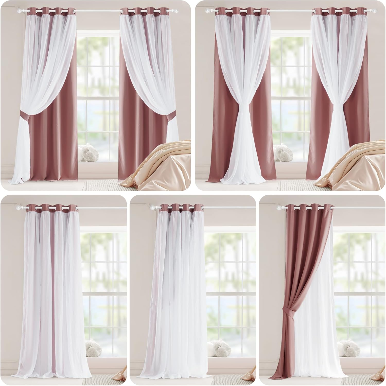 PONY DANCE Curtains for Girls Bedroom Kids Curtain - Window Drapes Drapes 84 inches Length Room Darkening Grommet 2 Layers,1 Panel (Dusty Rose, W52 X L84)