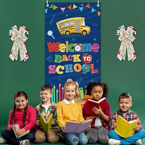 Miniatura 3 de Cintas de lino de arpillera para el regreso a clases, tema de Apple Books y autobús para regalos y decoraciones del primer día de escuela (2.5