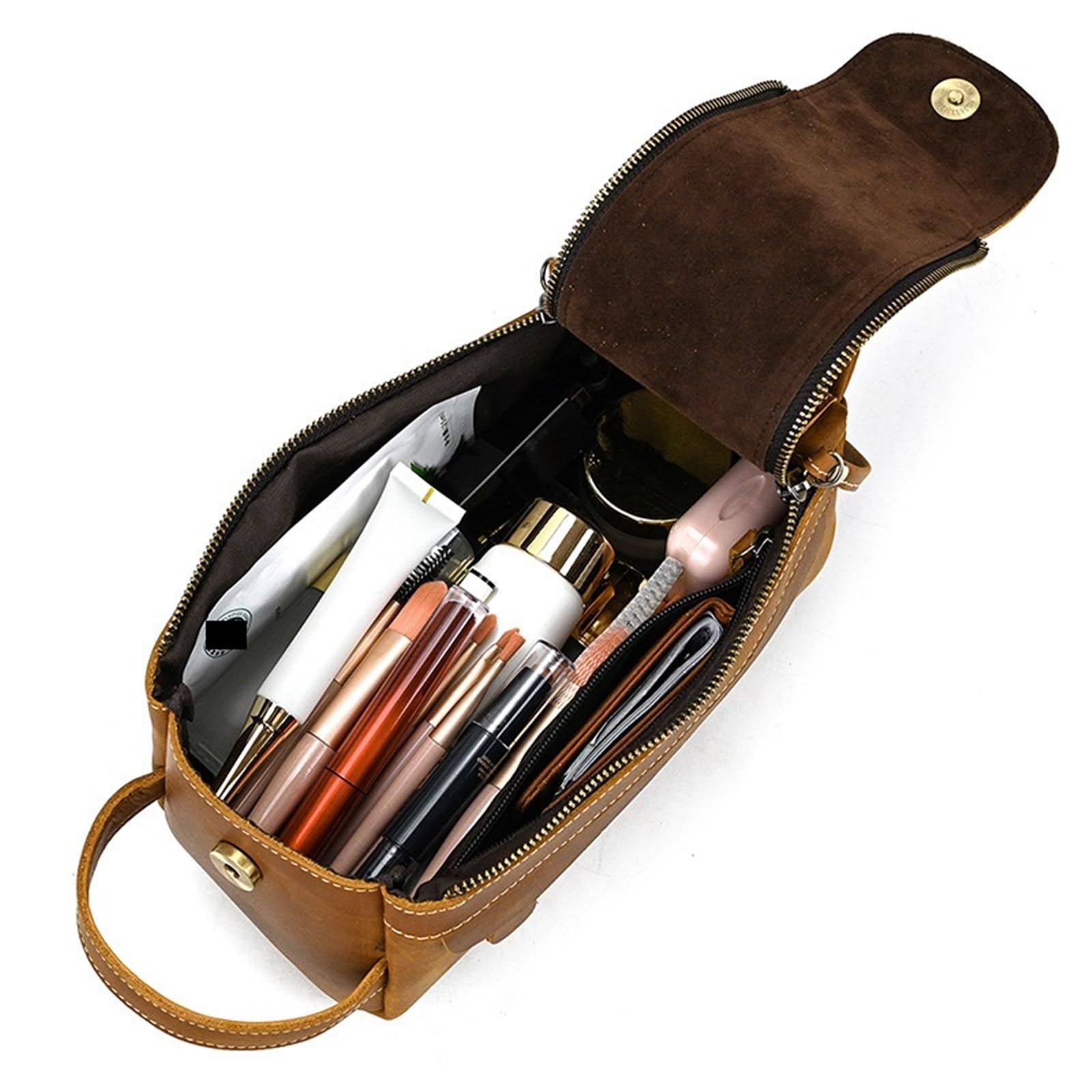 Neceser de Viaje Neceser de Piel Vaca for Hombre, Neceser for cosméticos, for Mujer, for Guardar Maquillaje(Black1)