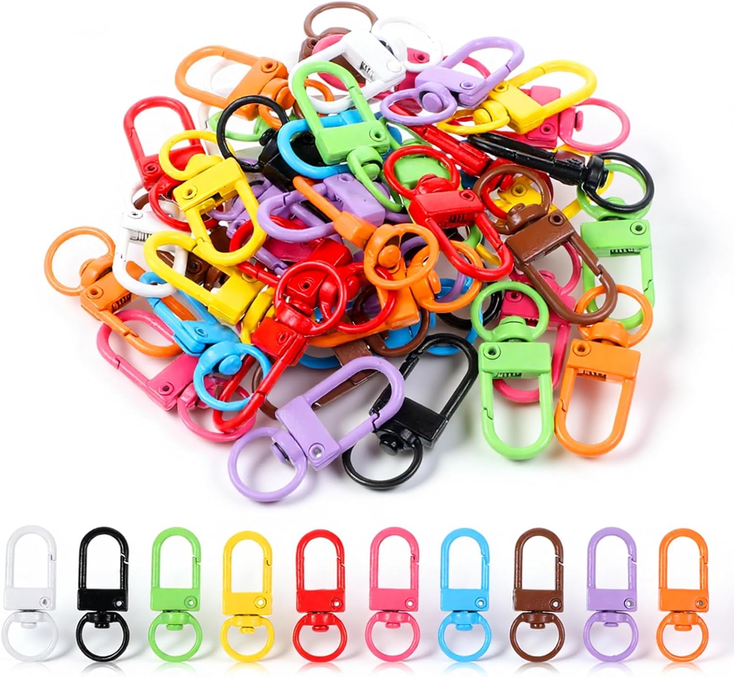 60 Pcs Colorful Metal Lobster Claw Clasps, Key Chain Hooks Swivel Keychain Clasp, Metal Key Chains Connector for Craft Bag Charm Clip Dog Tags Purse Beads Jewelry Making DIY Supplies