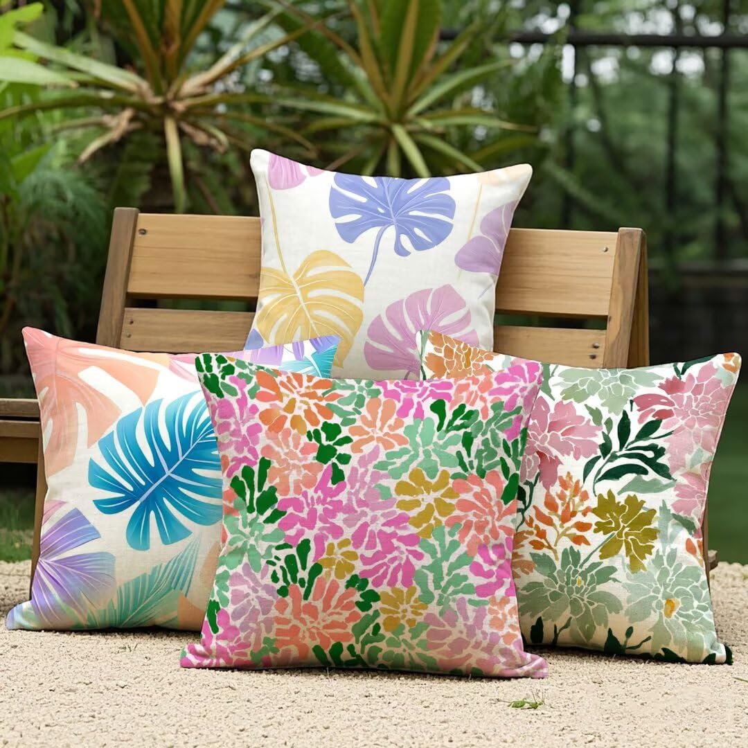 Fundas Cojines 40x40 cm Exterior Cojines Bohemia Fundas de Almohada Juego de 4, Cuadrados Funda Cojin Rosa Almohadas con Cremallera, Sofa Cama Decorativos para Hogar, Jardín, Salón y Dormitorio Ym39