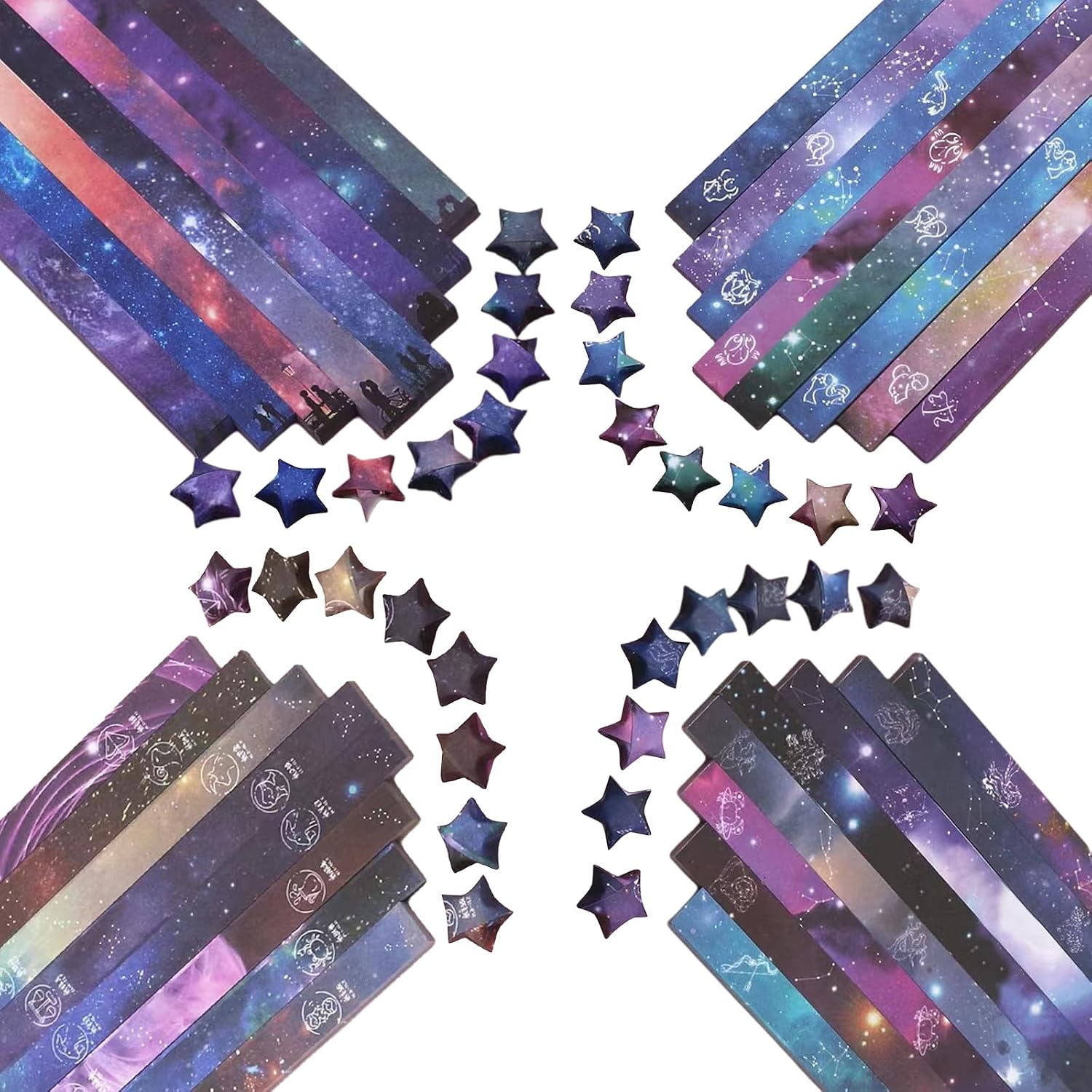 2160Pcs Origami Star Paper Strips, 32 Styles Premium Double Sided Patterned Origami Star Supplies Pre-Cut Star Origami Strips for Craft, Home Decoration & Gift Wrapping Easter Day Mother‘s Day