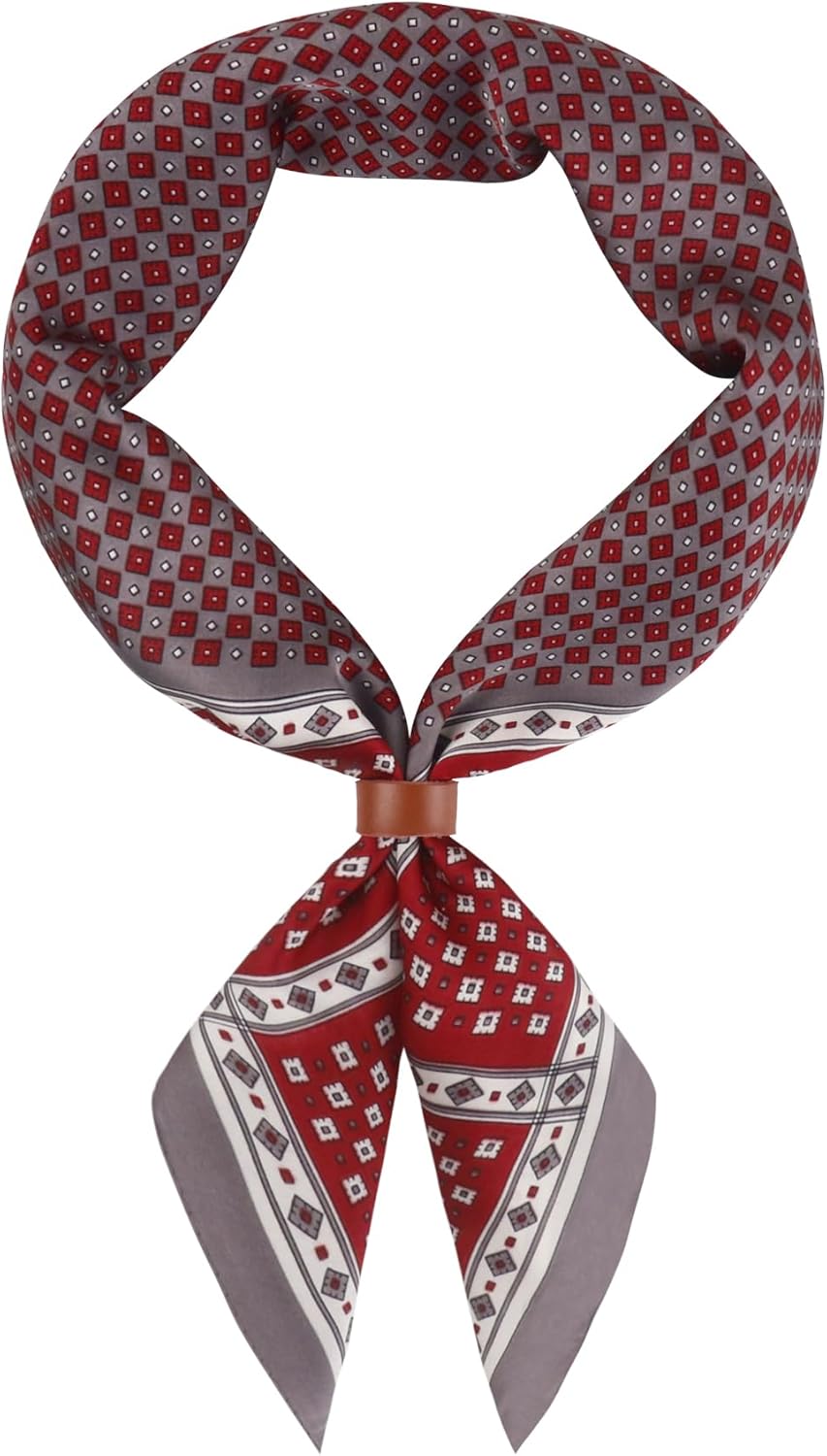 27.5 Inches Square Silk Feeling Neck Scarf for Men Necktie Silk Bandanas Pocket Square Cowboy Scarves