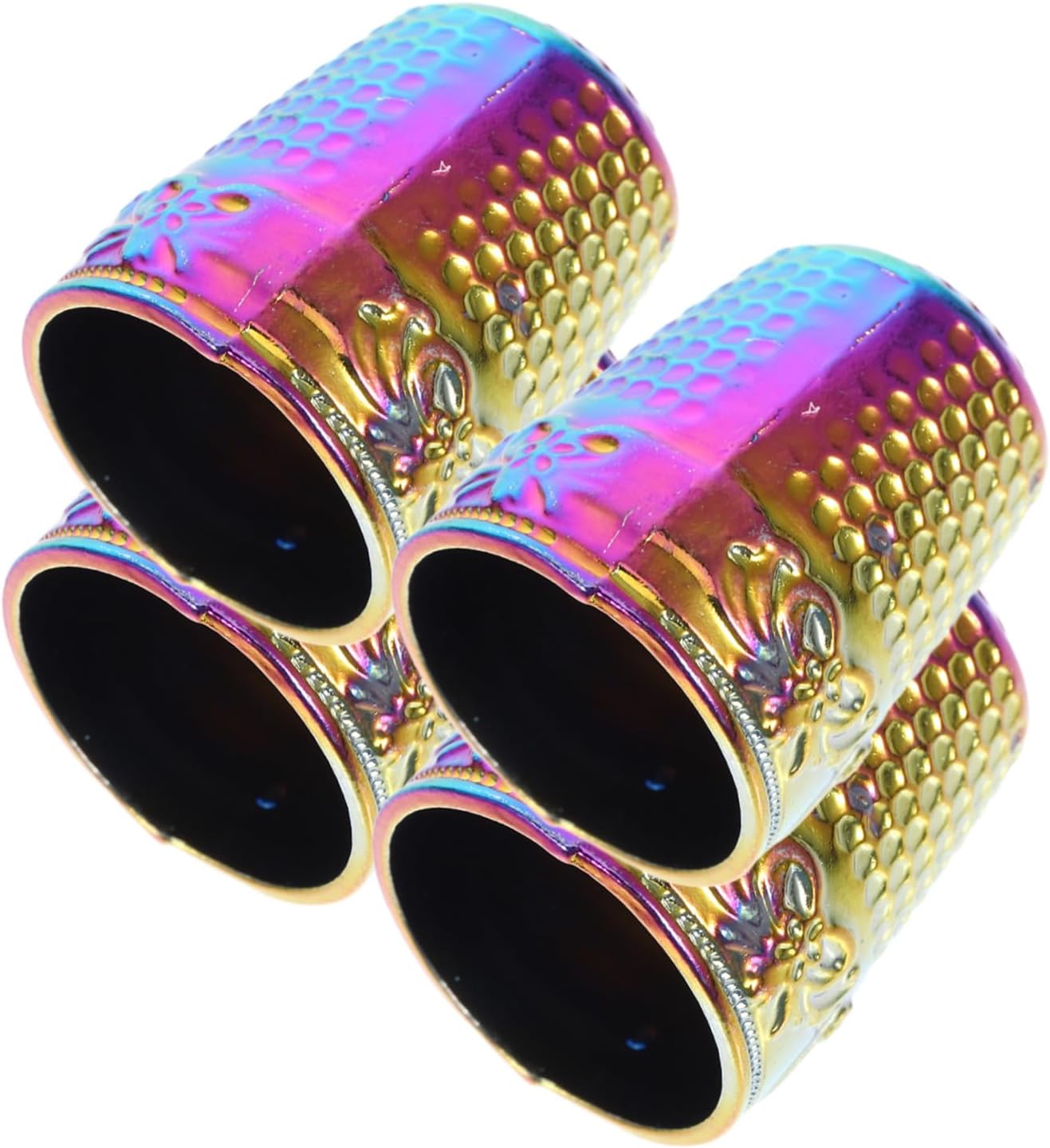 NUOBESTY 4pcs Metal Sewing Thimbles for Hand Protection Large Finger Protectors for Quilting and Knitting Sturdy Copper Thimble Set for DIY Craft Projects
