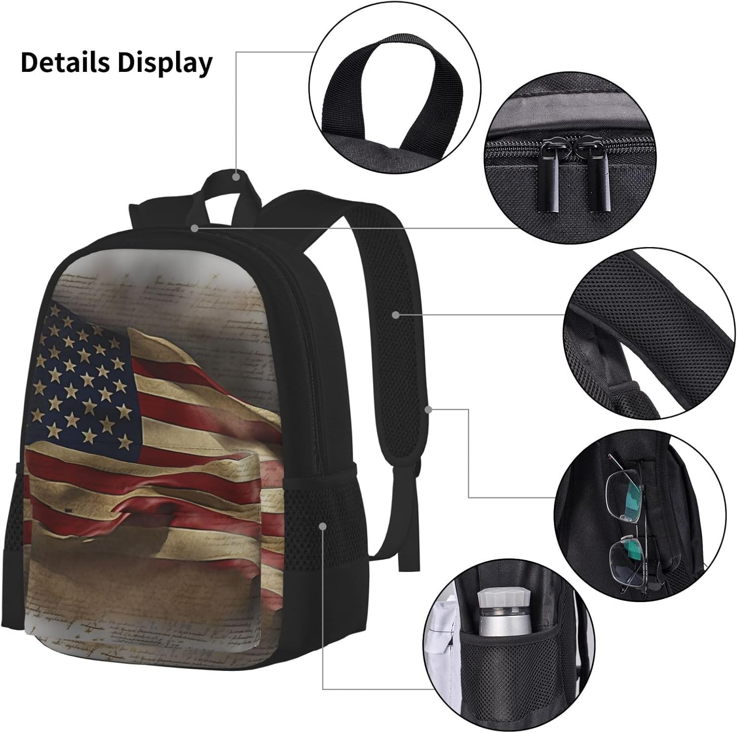 3 in1 Travel Laptop Backpack with Lunch Bag and Pencil Case Casual Daypack image 4