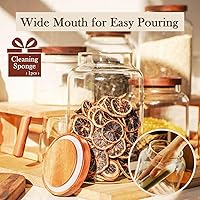 Vista 6 de Labina Glass Storage Container Airtight Food Jars Kitchen Canister with Wood Lids, 88 Oz Wide Mouth Pantry Organization Glass Jar for Flour, Sugar