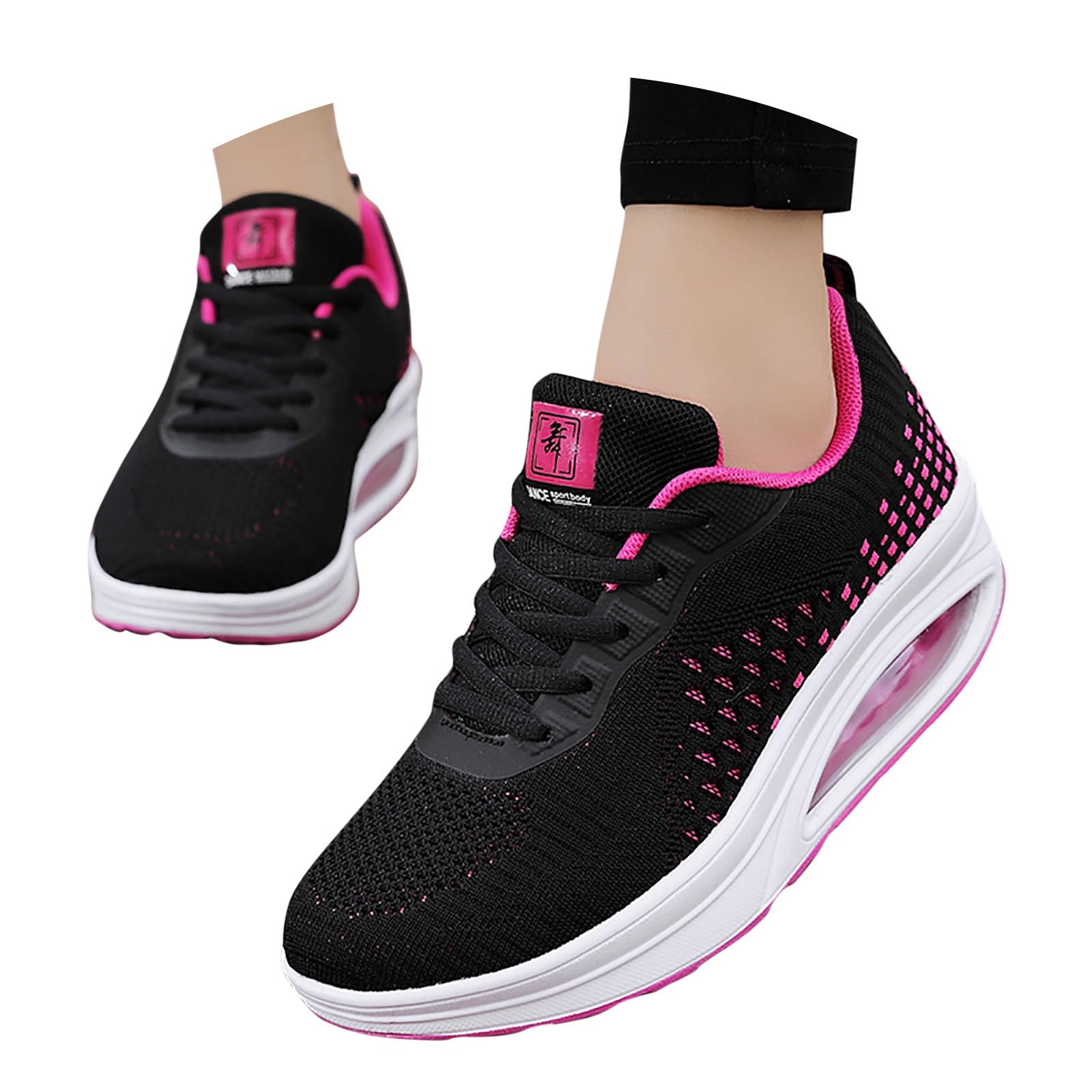 Women's Slip On Sneakers with Arch Support for Women Fly Mesh Orthopedic Running Lace Up Shoes Square Dancing Shoes Sports Casual Mom Womens Canvas Sneaker All Seasons Outdoor Wear Casual 8 Pink