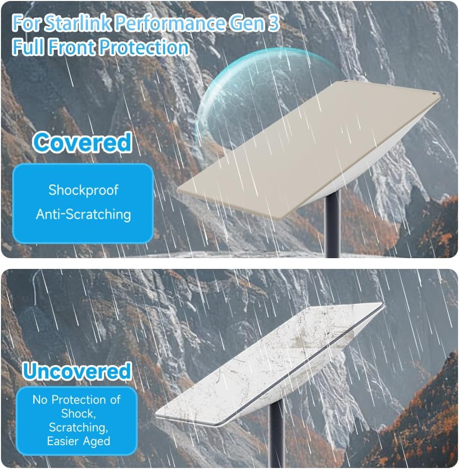 Protective Cover Case for Starlink Performance Gen 3 Satellite Dish, Silicone Hail Protector Cover for Starlink Performance Gen 3, Waterproof,Impact Resistant to Rocks/Sand/Hail,Off White
