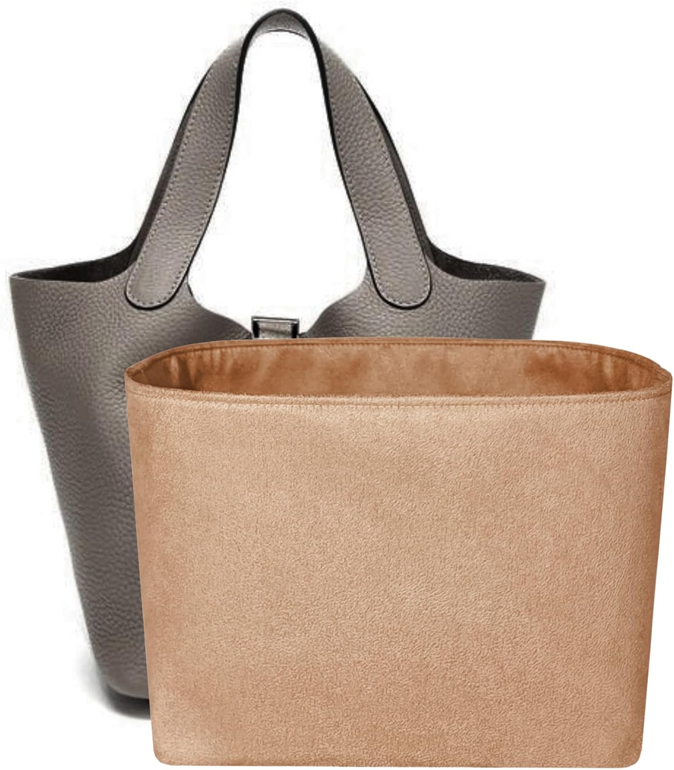 Purse Organizer Insert for Picotin 18 Bag Handbag, Faux Suede Fabric, Lightweight, Fits Perfectly, Sturdy, Gift Ideas for Women (Black PC18S)