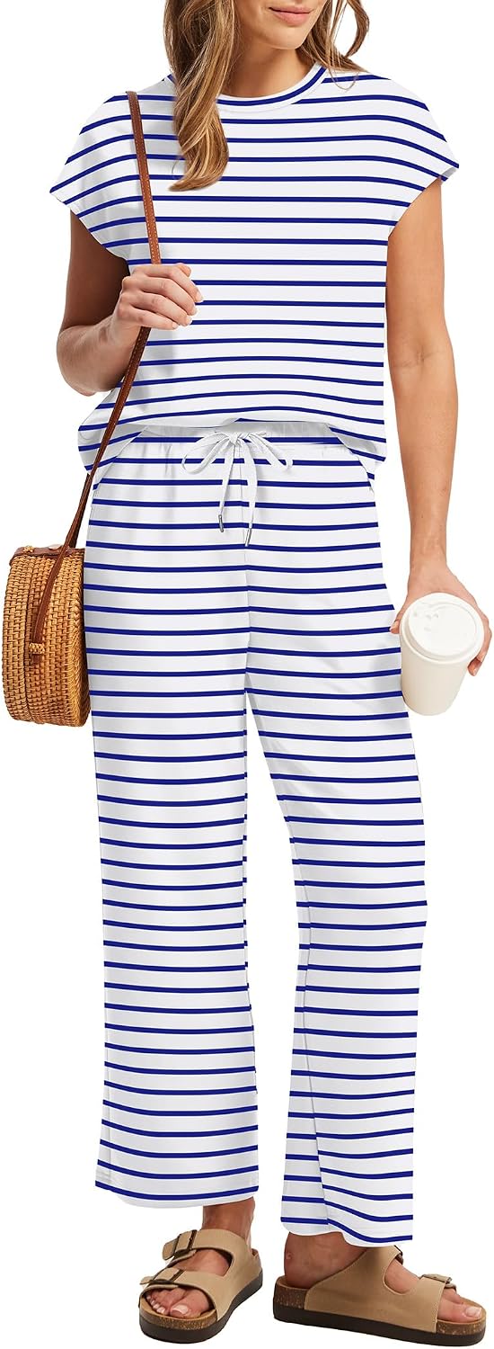 Sampeel Two Piece Sets for Women Summer Vacation Outfits Cap Sleeve Tops Lounge Matching Sets Clothing Beach Fashion Clothes image 3