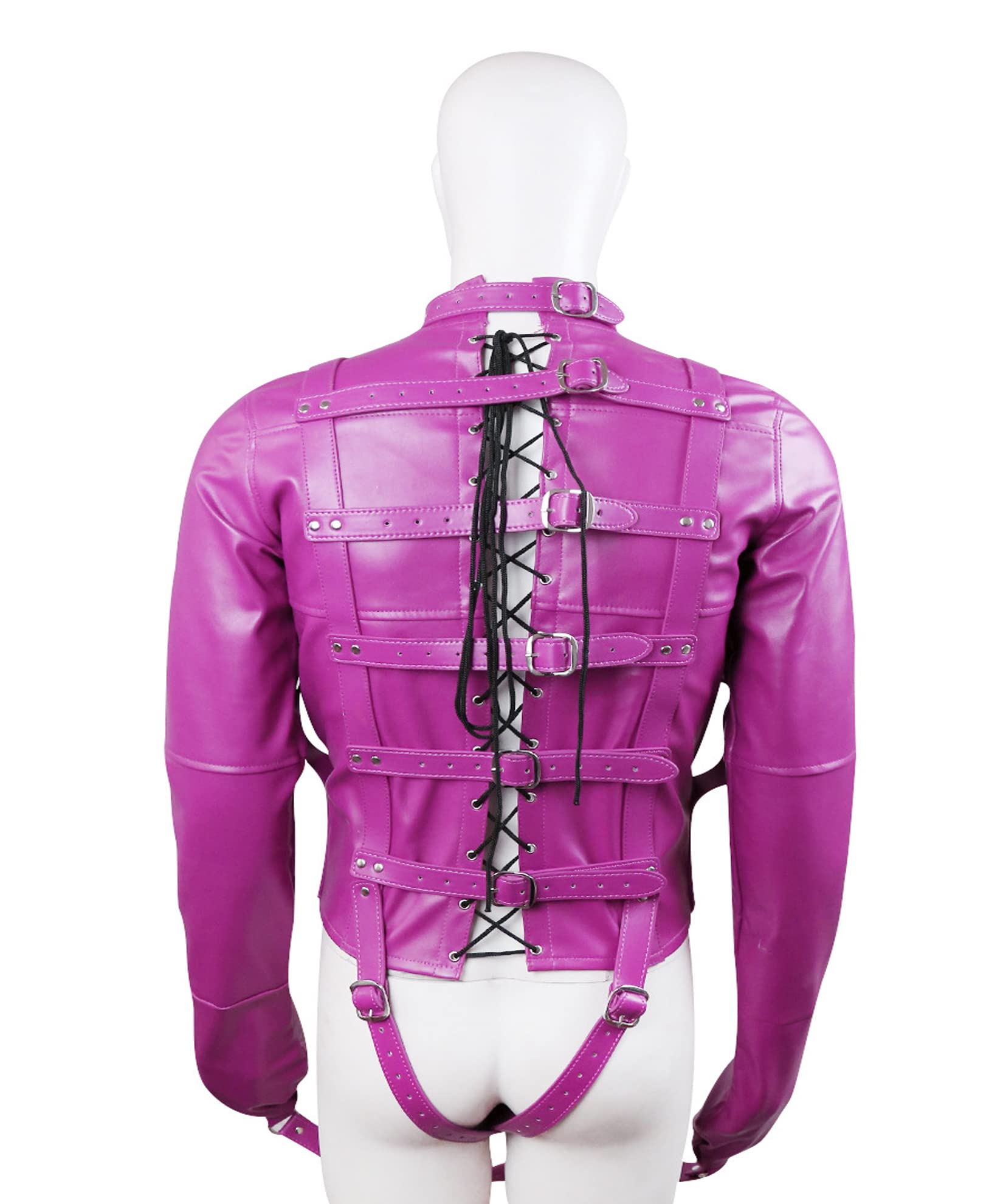 Cintura di castità in pelle costume manette di ritenuta BDSM bondage lingerie condizionata bondage abbigliamento forzato bondage erotico giocattoli del sesso for uomini donne(Schwarz)