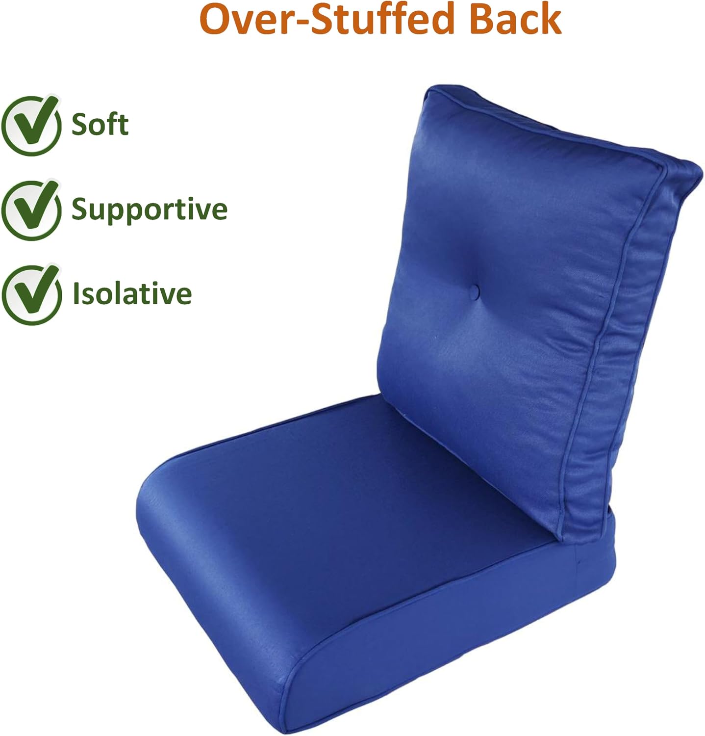 25X25X5 Patio Cushion For Outdoor Furniture Replacement,Weather All Resistant Couch Cushion Set With Button-Tufted Hight Back Removable Covers For Wicker Rocking Swivel Chairs Loveseat Sofa,Navy Blue