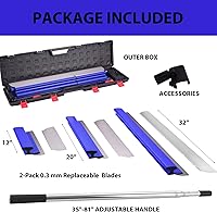 Vista 2 de Cuchilla para paneles de yeso con mango de extensión, cuchillas de 12 pulgadas, 20 y 32 pulgadas con 2 cuchillas de 0.012 in, tapas de extremo