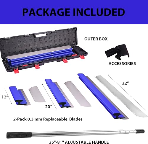 Miniatura 2 de Cuchilla para paneles de yeso con mango de extensión, cuchillas de 12 pulgadas, 20 y 32 pulgadas con 2 cuchillas de 0.012 in, tapas de extremo para