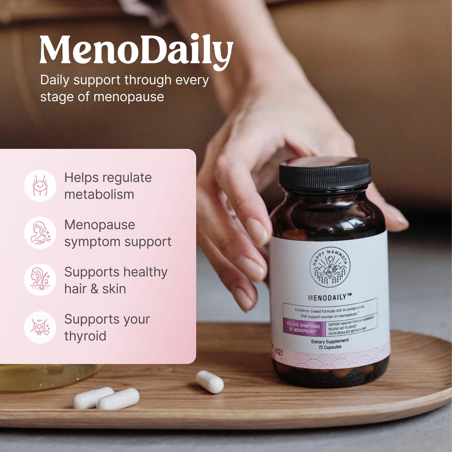 Happy Mammoth MenoDaily, Menopause Multivitamin for Women, 72 Capsules — Amazon image 2