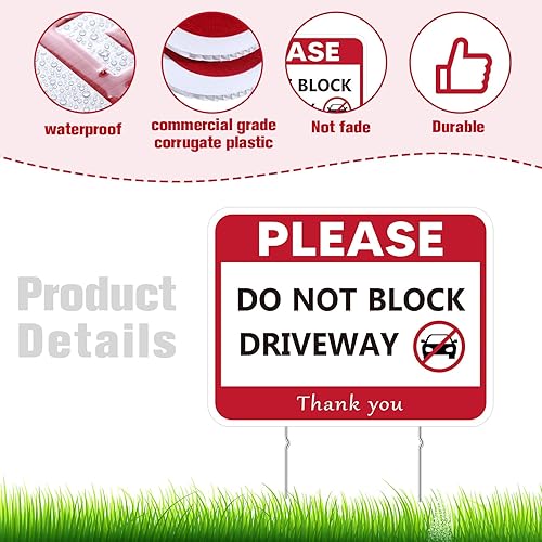 Miniatura 3 de Thyle 3 letreros de plástico corrugado de doble cara de 17 x 13 pulgadas con 6 soportes altos para suministros de seguridad de vehículos al aire