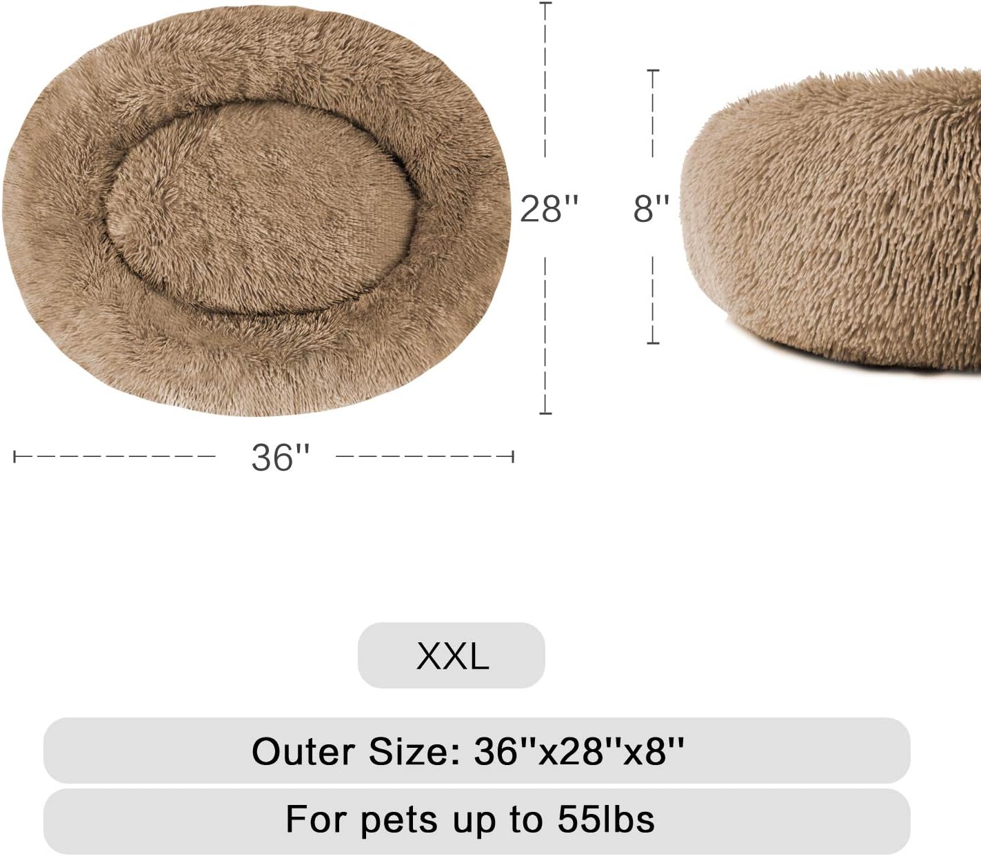 Comfortable Round Plush Dog Beds, Calming Dog Bed for Small Medium and Large Dogs - XL : Pet Supplies