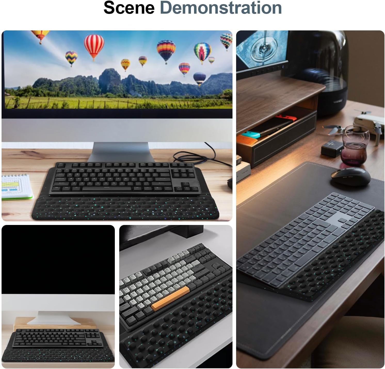 Computer Keyboard Stand with Wrist Rest,Comfy Ergonomic Tilted Keyboard Holder,Keyboard Tray Support for Office Home (Blue Starry Sky) - Image 7