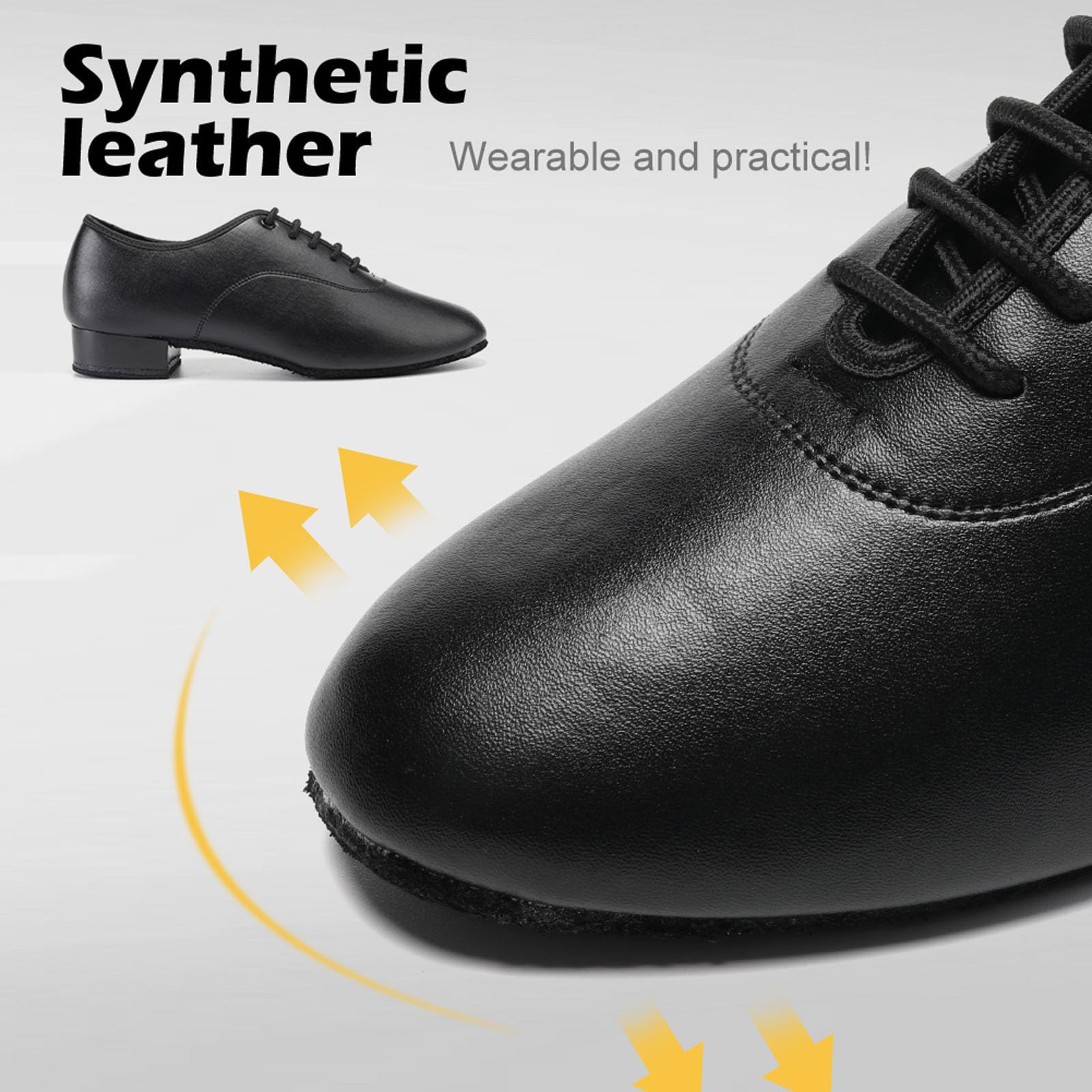 SWDZM Men's Latin Dance Shoes Leather Lace-up Salsa Tango Ballroom Modern Professional Performance Practice Dance Shoes,707B,Black,Suede Sole,9 US