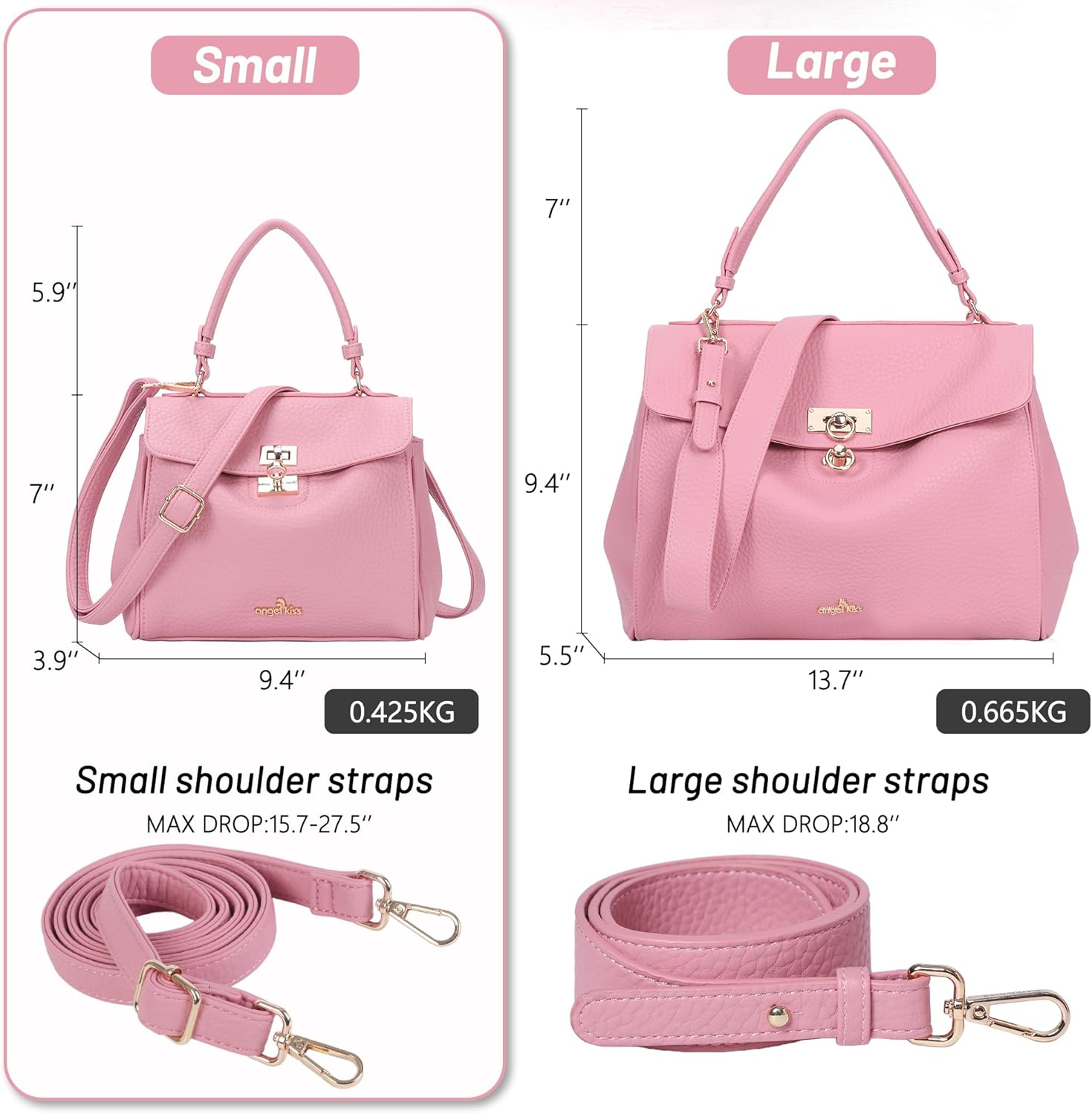 Angel Kiss Small Top Handle Satchel Purses and Handbags for Women Soft Vegan Leather Tote Shoulder Bag - Image 5