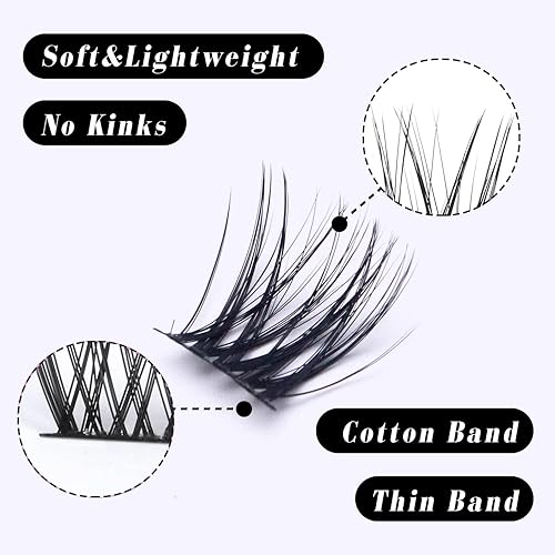 Miniatura 10 de Extensiones de pestañas individuales en racimo naturales de 0.315 a 0.630 pulgadas, extensiones de pestañas individuales en casa, 140 unidades de