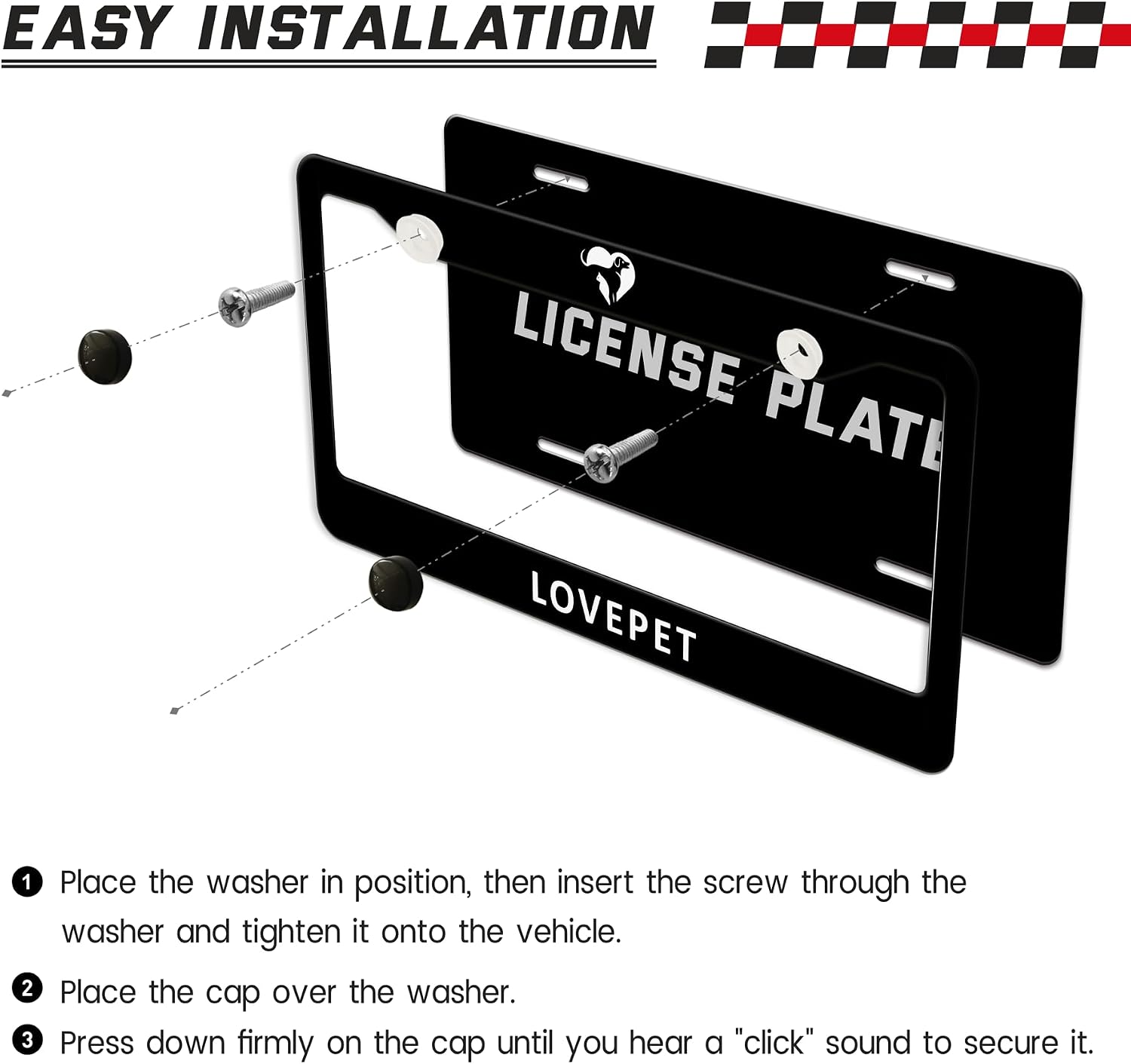 License Plate Frames Pets Dog and Cat Aesthetic License Plate Holder for Front or Rear Car Tags, Funny Car Decoration Accessories with Screws 12.2 x 6.2 in for Women Men image 3