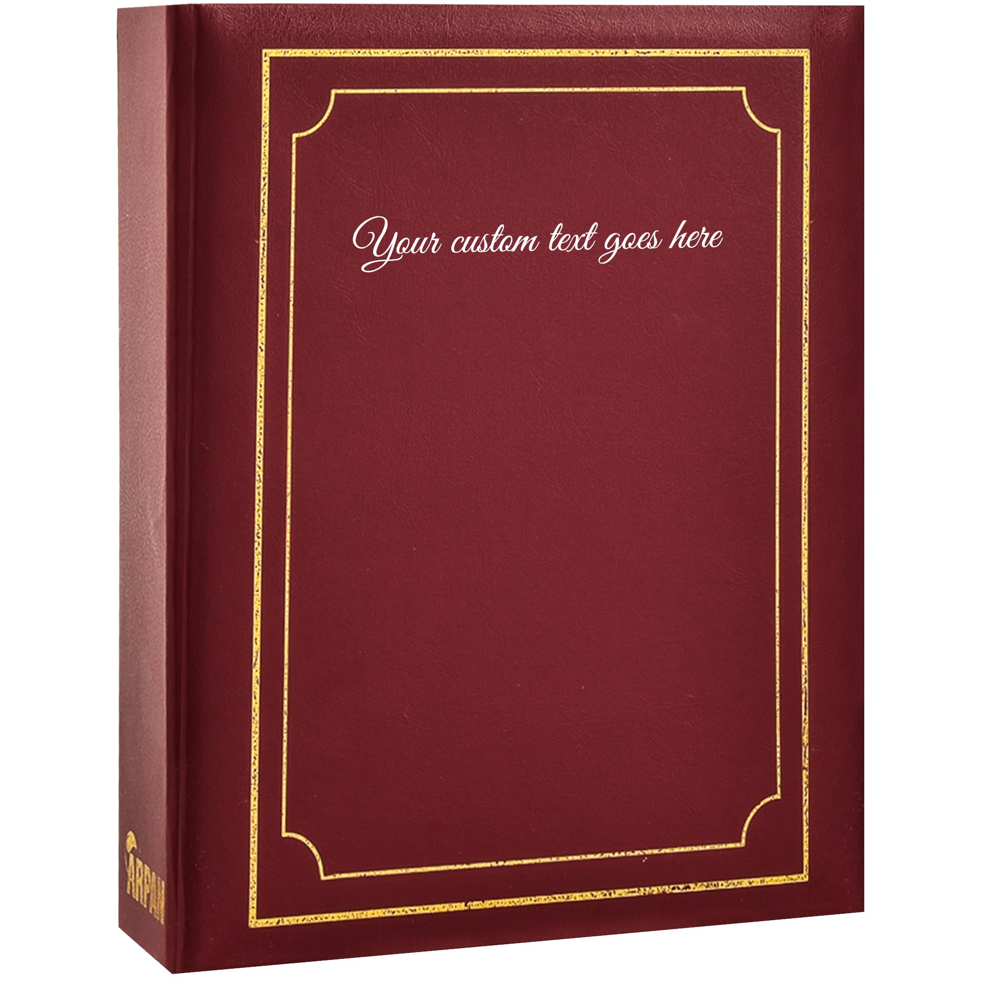 Arpan Personalised Custom Text Photo Album with 200 Pockets, 15.2 x 10.2 cm, Plain (Burgundy)