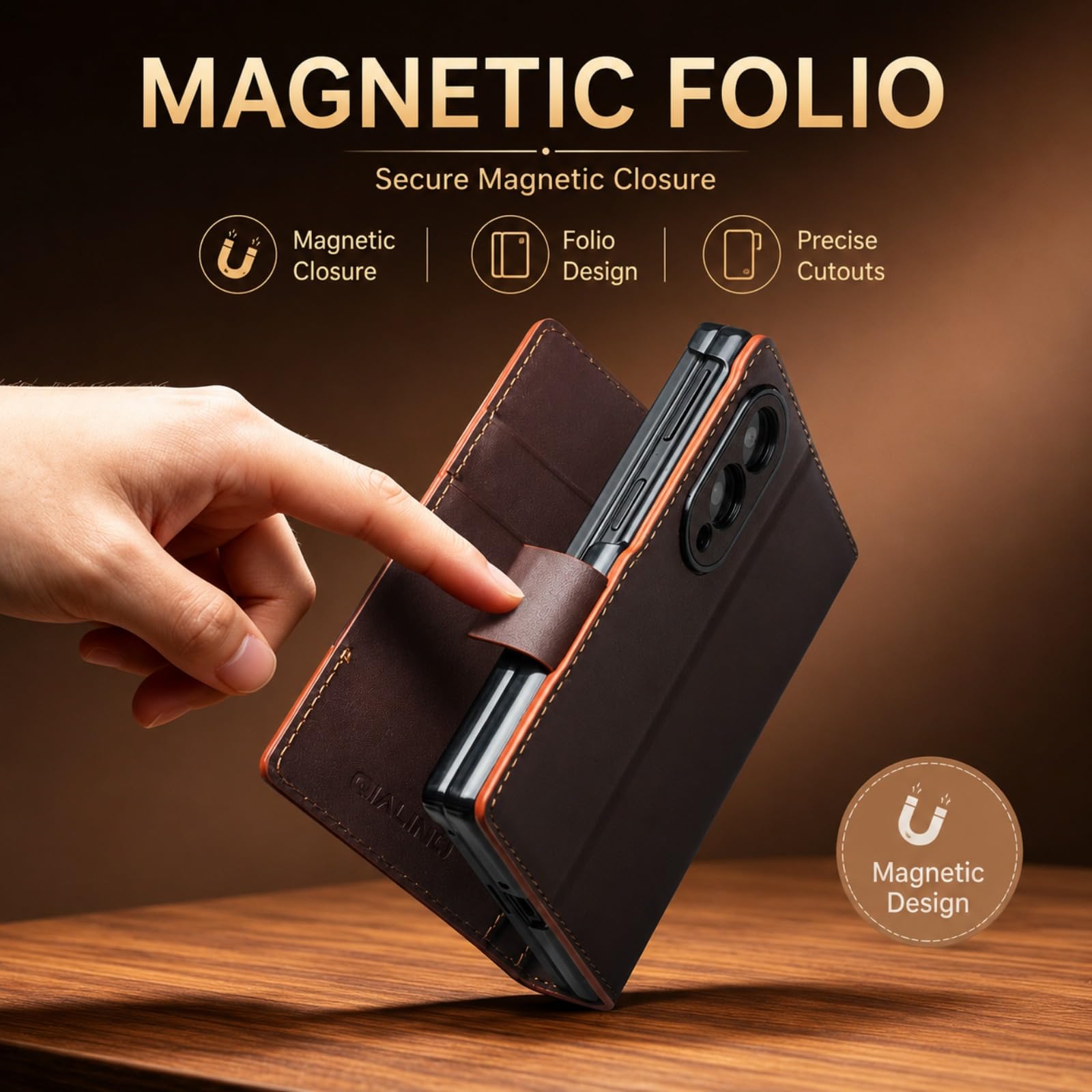 Custodia a portafoglio con cavalletto compatibile con Samsung Galaxy Z Fold 8, vera pelle, viola