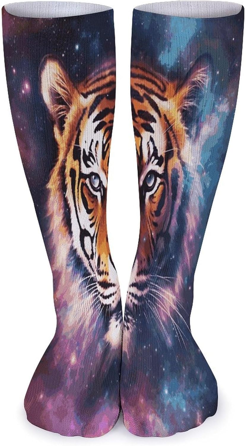 Galaxy Tiger Stocking - Cute Casual Long Athletic,Crew Sock for Men Women,Running Socks Soft Breathable for Gift