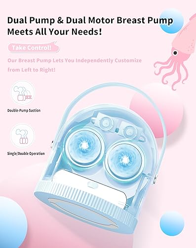 Miniatura 3 de Little Bo Baby Extractor de leche eléctrico doble, extractor de leche portátil antireflujo con batería de mayor duración y pantalla LED, bomba doble