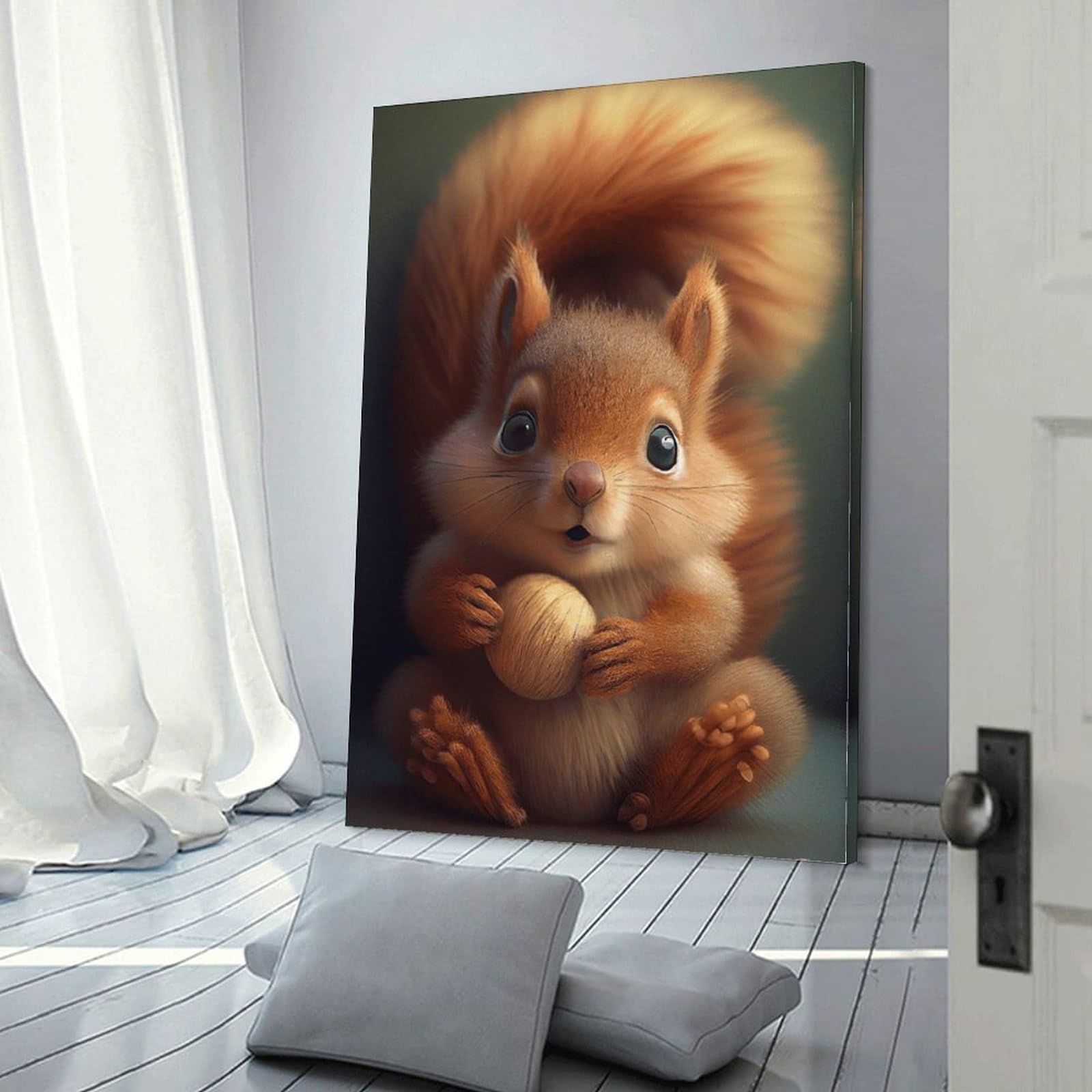 Amazon.co.jp: 絵画 かわいい小さなリスインテリア 絵画 超リアルな