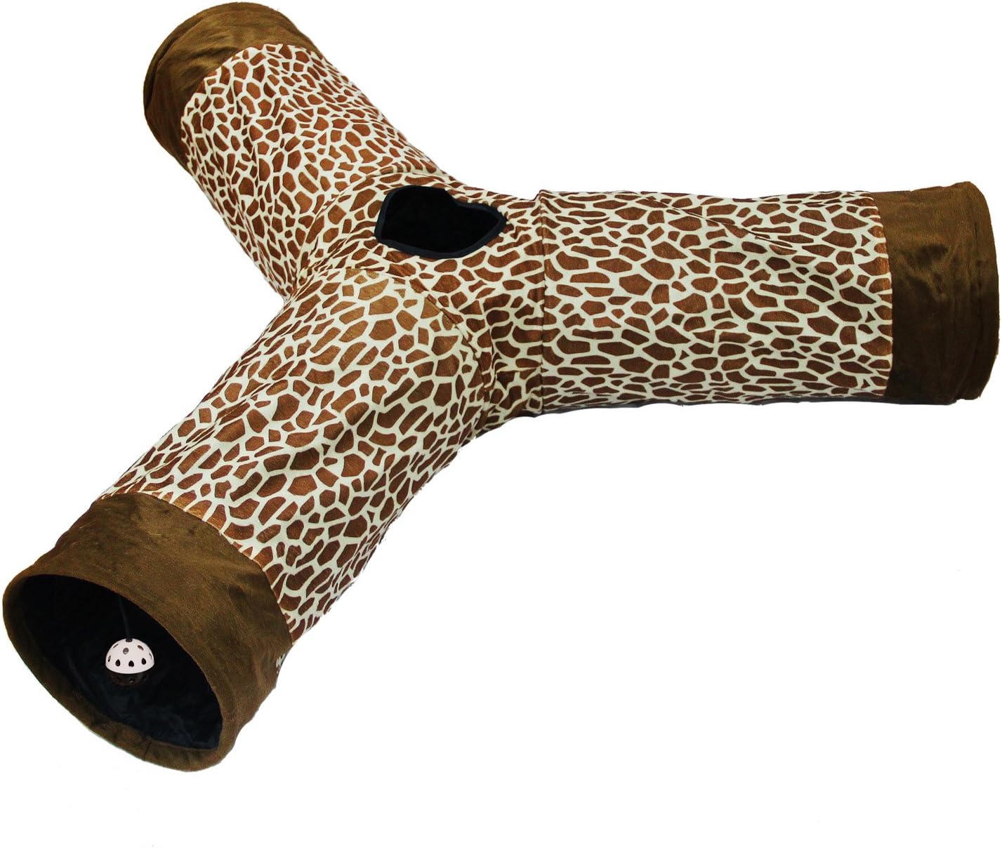Cat Tunnel Leopard Crinkle Kitten Play Toy, Collapsible for Small Medium and Large Cats, 3 Way Brown