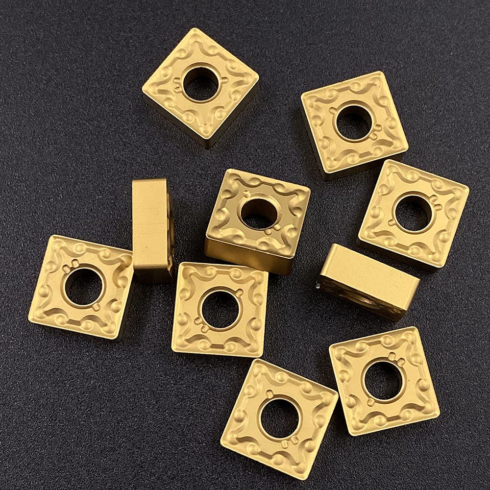 GBJ 10pcs SNMG 432 MA SNMG120408 -MA US Carbide Turning Inserts Lathe Carbide Inserts MSSNR Turning Holder Cutting Tools for Machining Steel Parts/Stainless Steel (SNMG432-MA Gold)