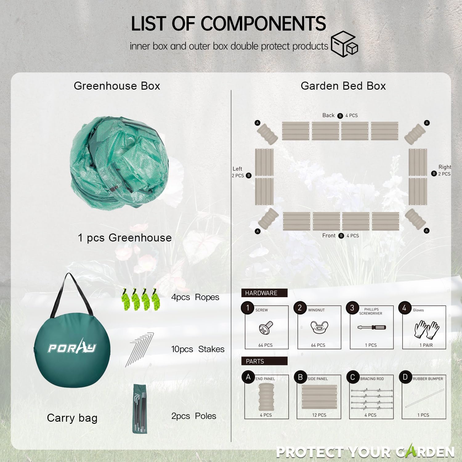 Pop up Tunnel Greenhouse Cover Plant Tent with 4x2FT Riased Garden Bed Set ,Raised Planter Box