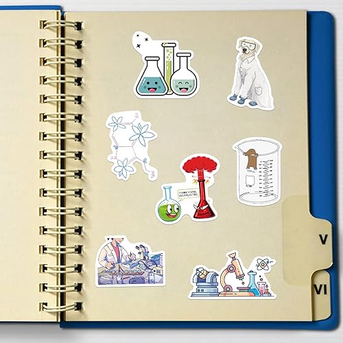 Miniatura 8 de 100 calcomanías de ciencia de laboratorio divertidas calcomanías de experimento científico para niños adolescentes estudiantes profesores física