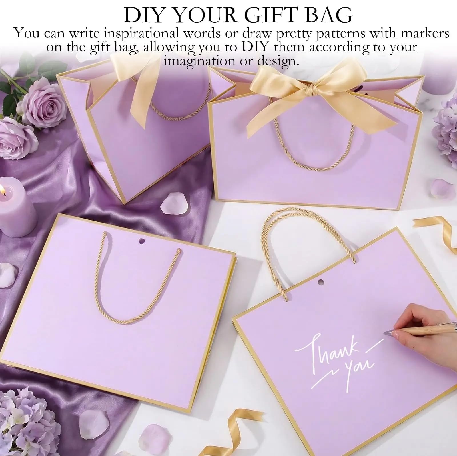 Bolsas Regalo 10 piezas bolsas de regalo elegantes con borde dorado