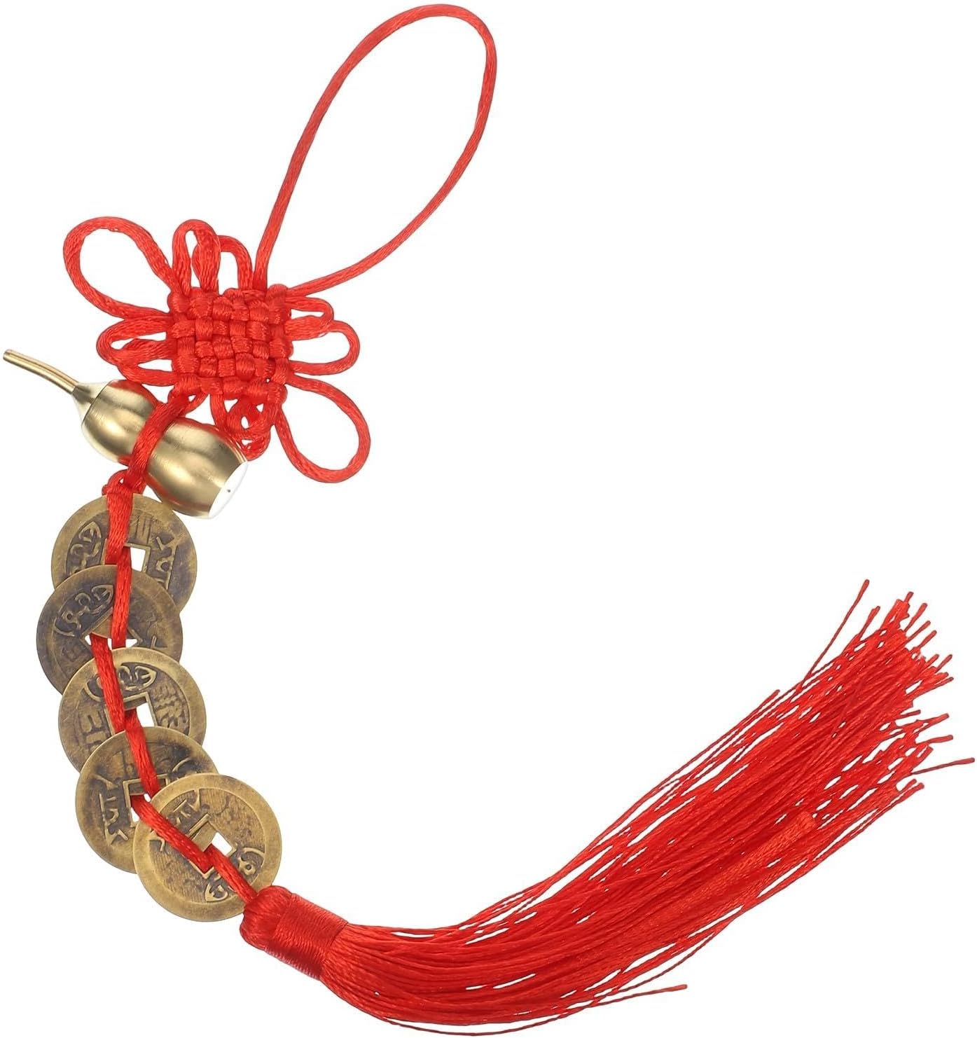 Feng Shui Good Luck Charms (Metal Gourd with 5 Coins) Feng Shui Decor Copper Coin as Blessing Gifts for Bag, Car Furniture, Office, Homeother Scenes