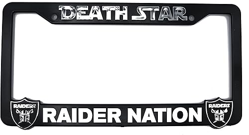 Deathstar - Marco elevado 3D para placa de matrícula Raider Nation | 1 paquete de cubierta para placa de automóvil | Soporte universal para placa de