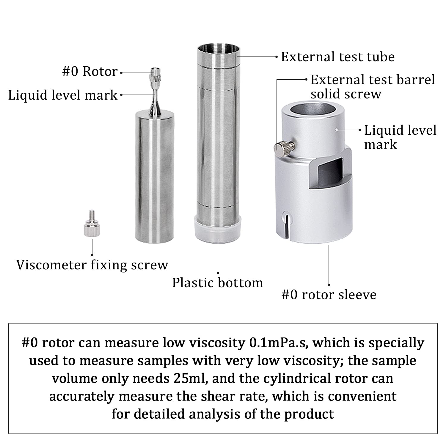 YUEWO Viscometer Adapter #0 Rotor for Low-Viscosity Liquid＜15mPa.s, Apply to Rotational Viscometer Viscosity Tester Fluidimeter Meter