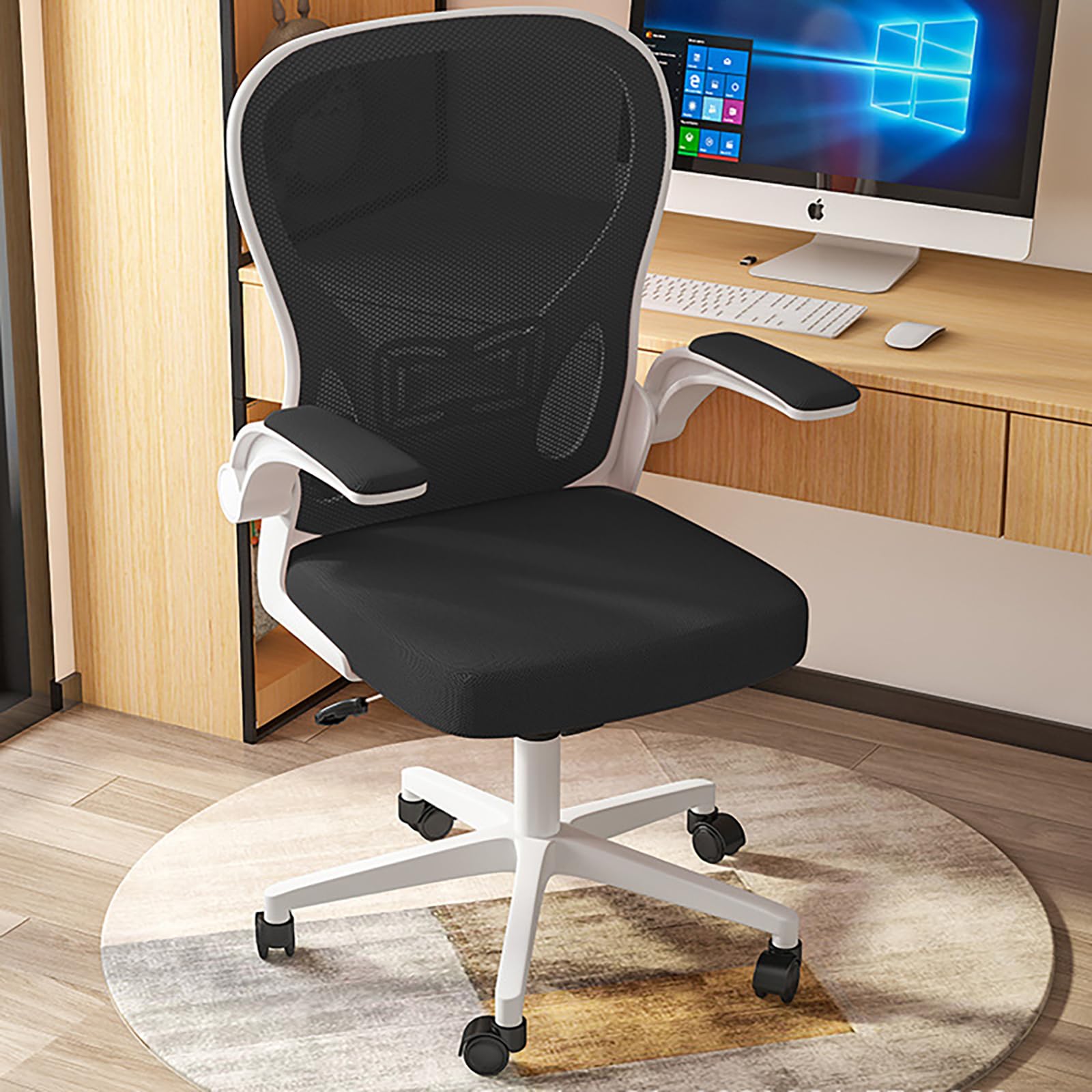 Chaise de bureau d'ordinateur avec accoudoirs et siège de tâche pivotant LWX