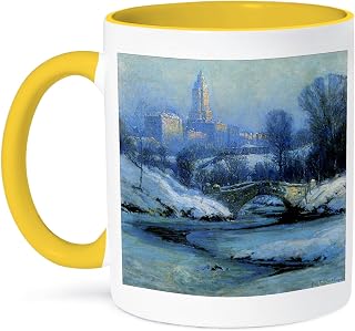 3dRose NY Central Park Painting 15oz Two-Tone Yellow Mug