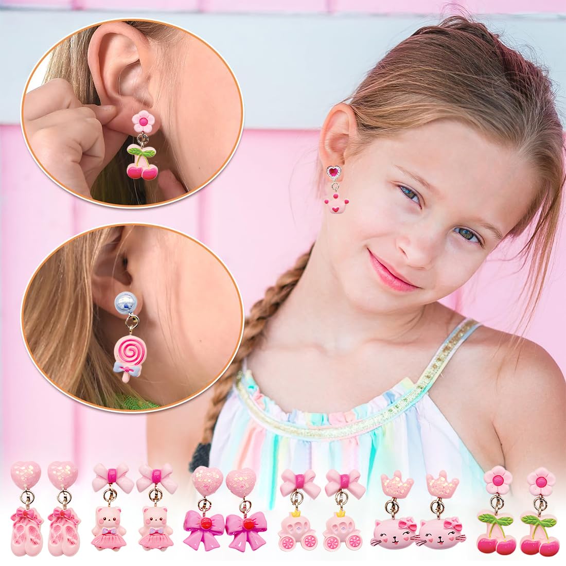 STOBOK Orecchini a Clip per Bambini Bambina, 4 Paia