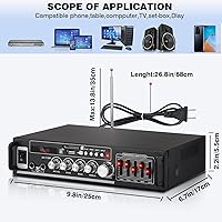 Vista 7 de Facmogu AV-111BT Home Amplifier with Equalizer, 5-Band EQ Audio Amplifier, RMS 60Wx2 Power Amplifier Receiver for Home Theater/Garage, 2 Channel