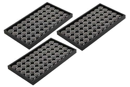 888 Display USA - 150 tarros de gemas de espuma negra con 3 bandejas de exhibición apilables negras