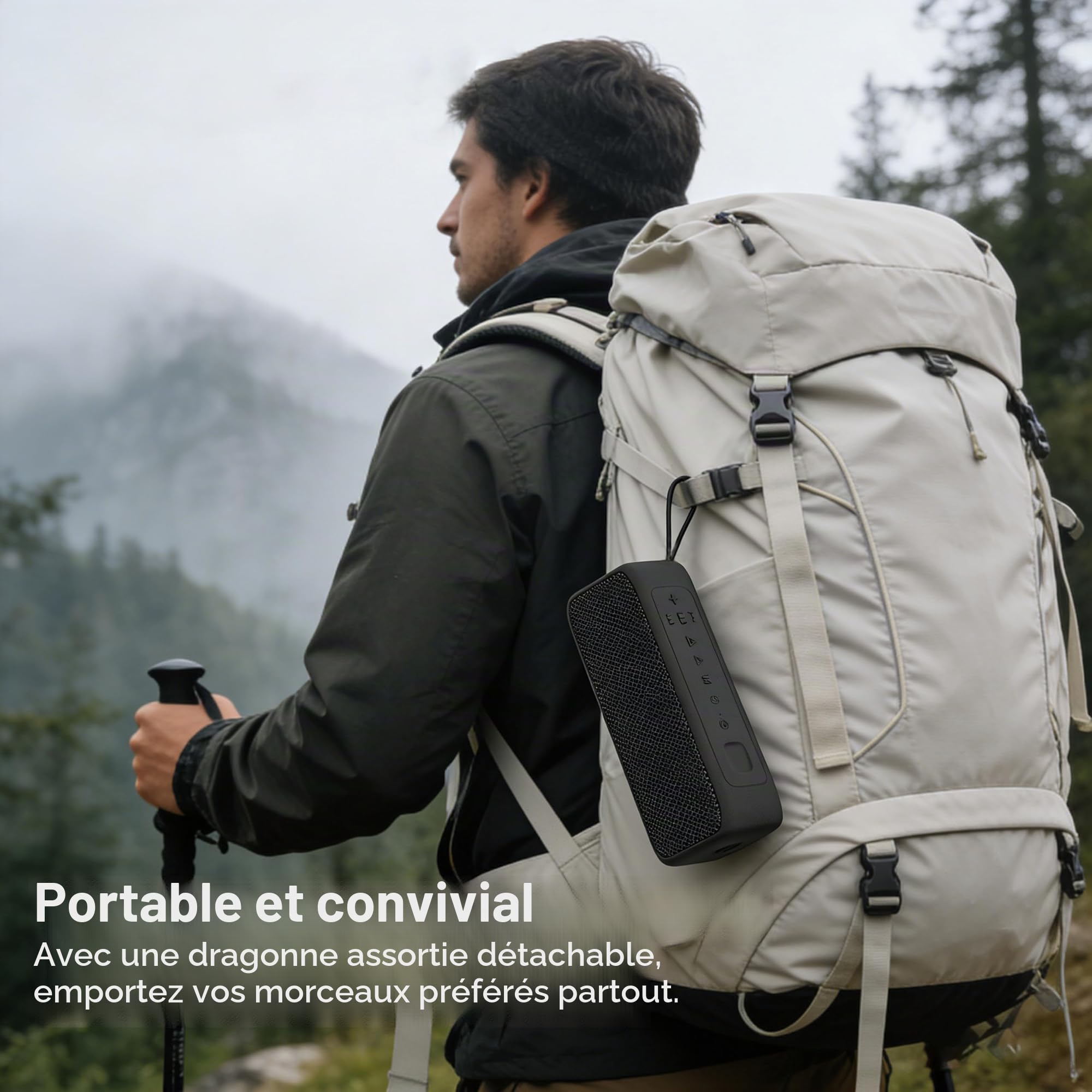 JUOVI Enceinte Bluetooth Portable 20W IP68 Étanche pour Extérieur