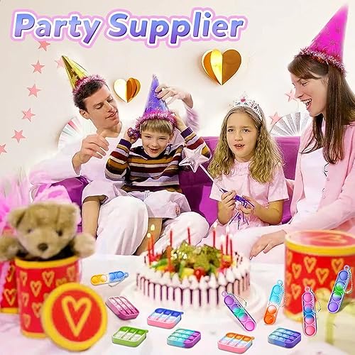 Miniatura 7 de 130 piezas de llavero para apretar para recuerdos de fiesta, mini llavero Pop It Fidget Toy a granel, relleno de piñata, cumpleaños, carnaval,