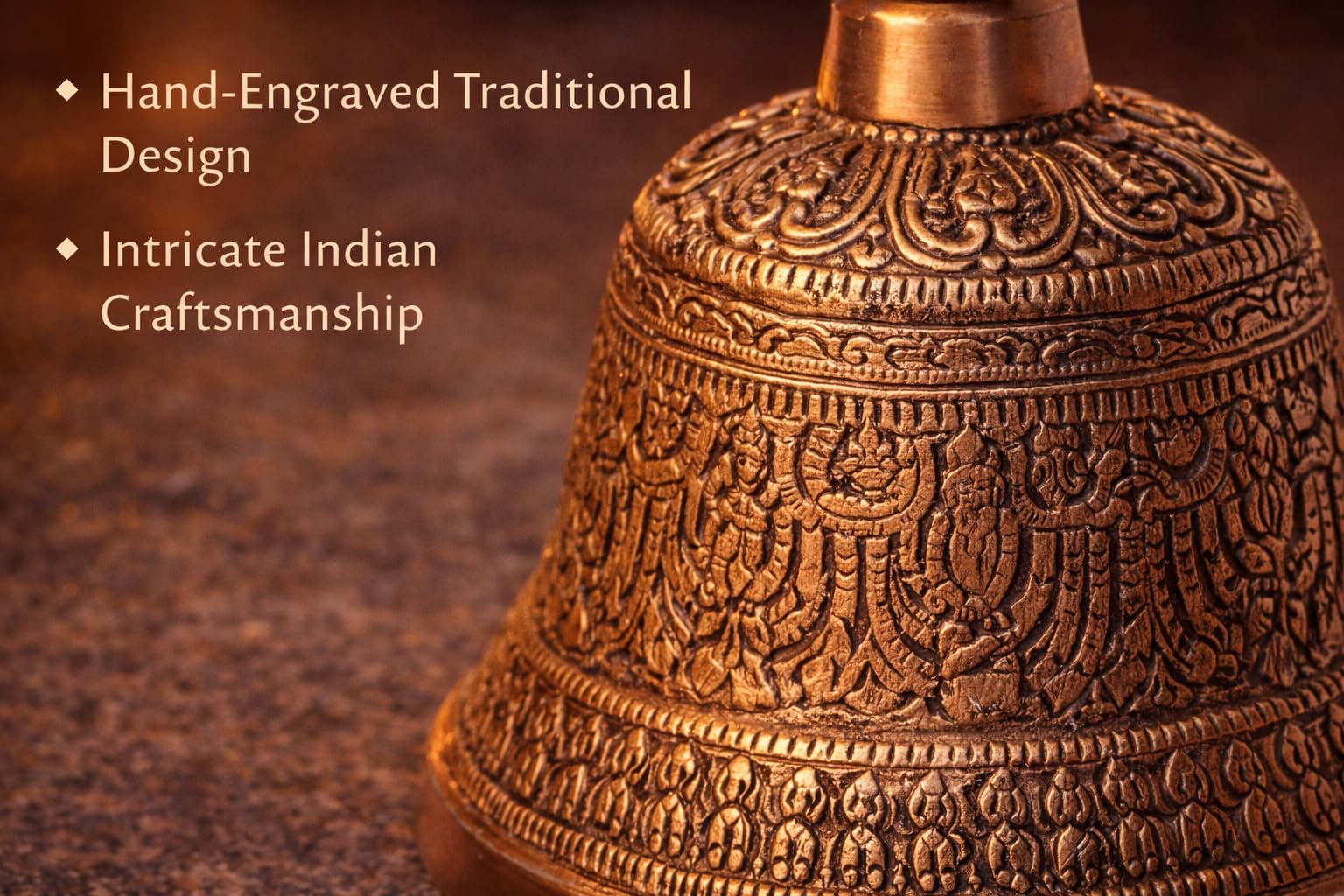 Mojo Jojo Handcrafted Decorative Temple Bell with Ornate Handle – Spiritual Home & Mandir Décor (Non-Brass Material) 1