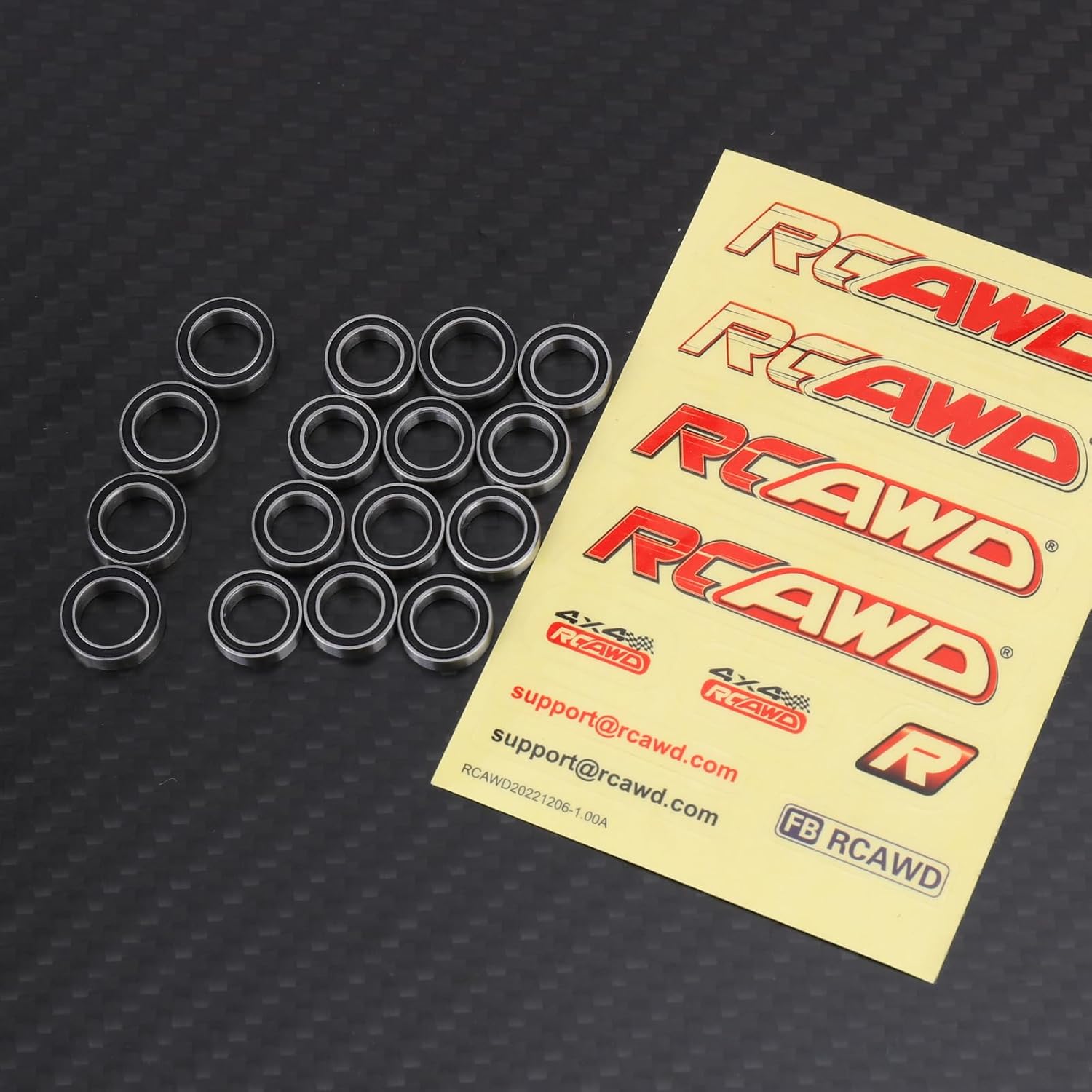 RCAWD Granite Typhon Mojave Grom Ball Bearing Kit Upgrade, 16 pcs Steel RC Bearing for ARRMA 1/18 1/14 1/16 Part #ARA610052#ARA610053 Sliver