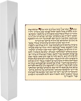 TALISMAN4U Waterproof Mezuzah Case with Scroll Silver Hebrew Shin Classic Design Israel Judaica Gift Protection Door Mezuza for Home 5 inch White